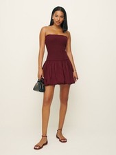 Reformation Margot Strapless Mini Bubble Dress In Chianti Size Medium