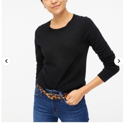 J. Crew Factory Women s Size XS Sawyer Sweater Crewneck Black Merino Wool E0022