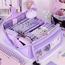 Sparkling Prismatic Pencil Case Large Capacity Cute School Supplies Multi-Compar