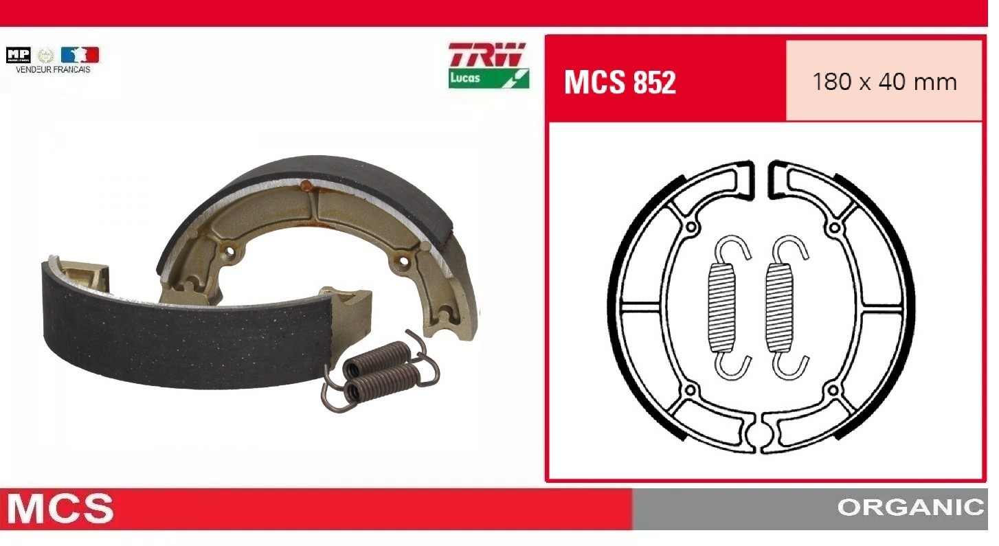 Mâchoires de frein arrière TRW MCS852 pour moto Kawasaki Z 400 J KZ400J 1980