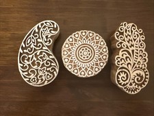 Set of 3 Shapes various Design Printing Block Wooden Stamp New WBS 46