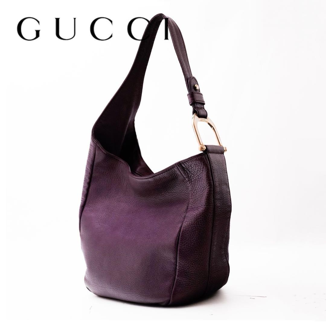 Gucci Tom Ford Era Leather Hobo Bag Purple Gold Horsebit Shoulder