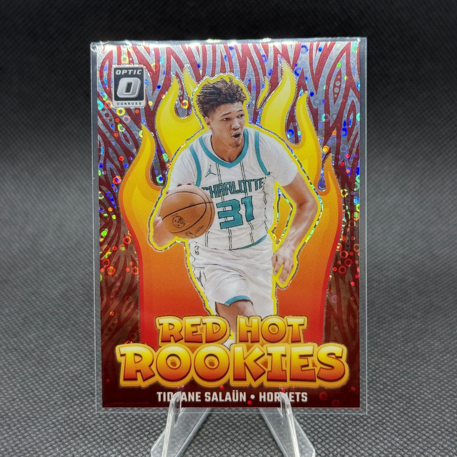 TIDJANE SALAUN 2024-25 Donruss Optic Red Hot Rookies HOLO #5 Charlotte Hornets