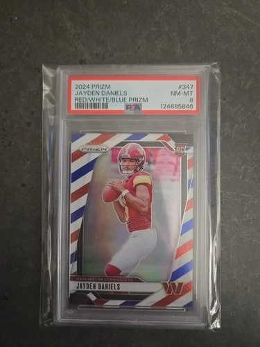2024 Panini Prizm Jayden Daniels #347 Red White Blue Psa 8