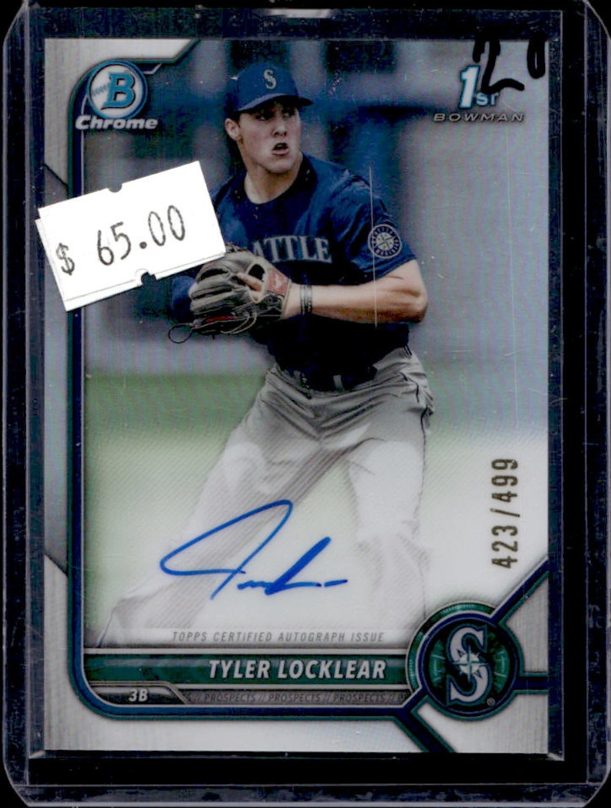2022 Bowman Draft Tyler Locklear Chrome Auto Refractor 1st #/499 Mariners