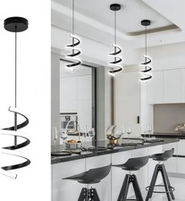 Black Spiral Led Pendant Light Fixtures, 4500K Cold White LED Hanging Lamp, M...
