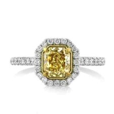 2.54CT Radiant Cut Genuine Citrine 14K Two-Tone Gold Finish Halo Engagement Ring