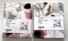 Lot of 2 Ikea Polartag Pillow Cushion Cover Cotton 20" x 20" Off-White/Floral