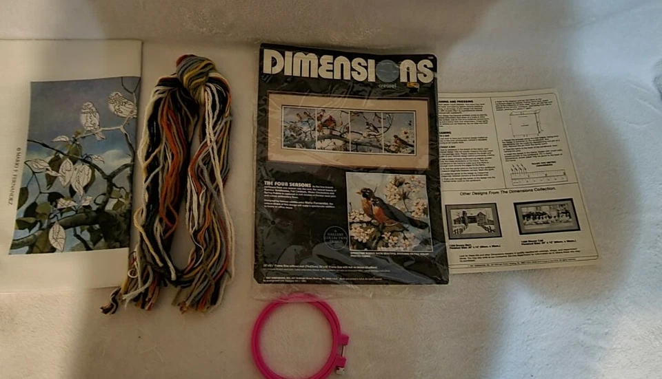 Dimensions Stamped Cross Stitch Four Seasons Birds Sewing Kit Embroidery. R1 - Image 2 of 4