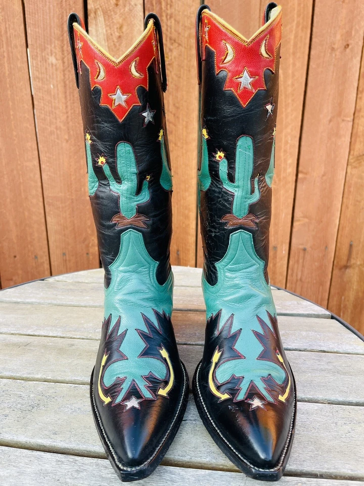 BOTAS ROCKETBUSTER UNISEX MUJER Talla 9 HOMBRE 7.5 VINTAGE WESTERN SAGUARO CACTUS #940 Foto 2 de 4