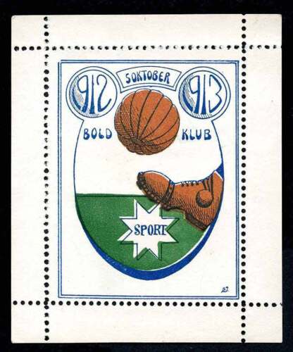 Denmark Poster Stamp - Football - Bold Klub Sport 1912-1913 Mini-Sheet of 1 - Picture 1 of 1