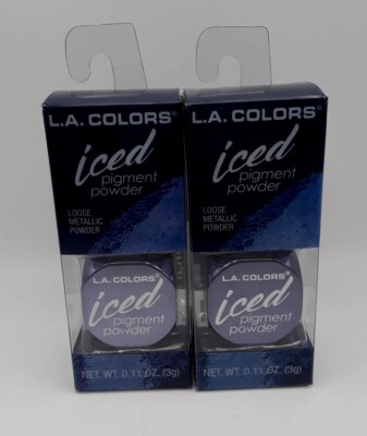 Lot of 2 Eyeshadow LA Colors Pigment Powder Loose Metallic Powder GLEAM 0.11oz