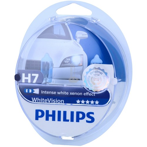 H7 + W5W PHILIPS WhiteVision - Lampa reflektora z efektem ksenonowym DUO-Pack-Box NOWA - Zdjęcie 1 z 3