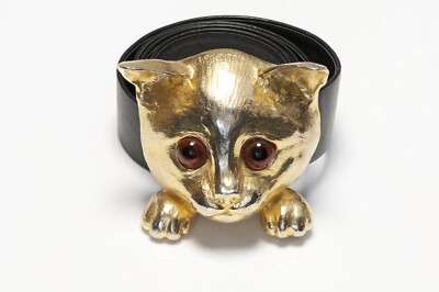 Christopher Ross 1976 24k Gold Plated Cat Buckle Black  display picture 2