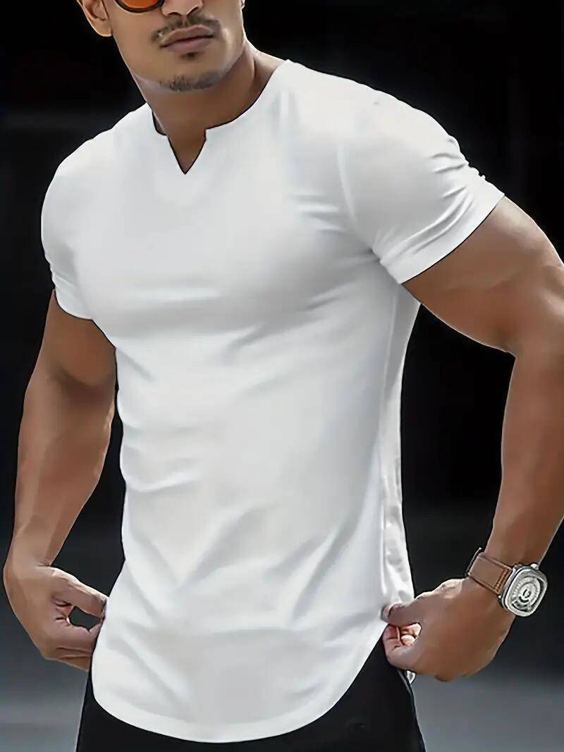 Camisetas Sólido Blanco Roto Cuello En V Moda Transpirable Ligero Suave Cómodo