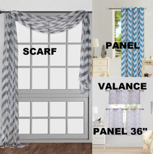 1 SCARF OR 2PC SHORT STRIPE PANEL VOILE SHEER GROMMET WINDOW CURTAIN C37 