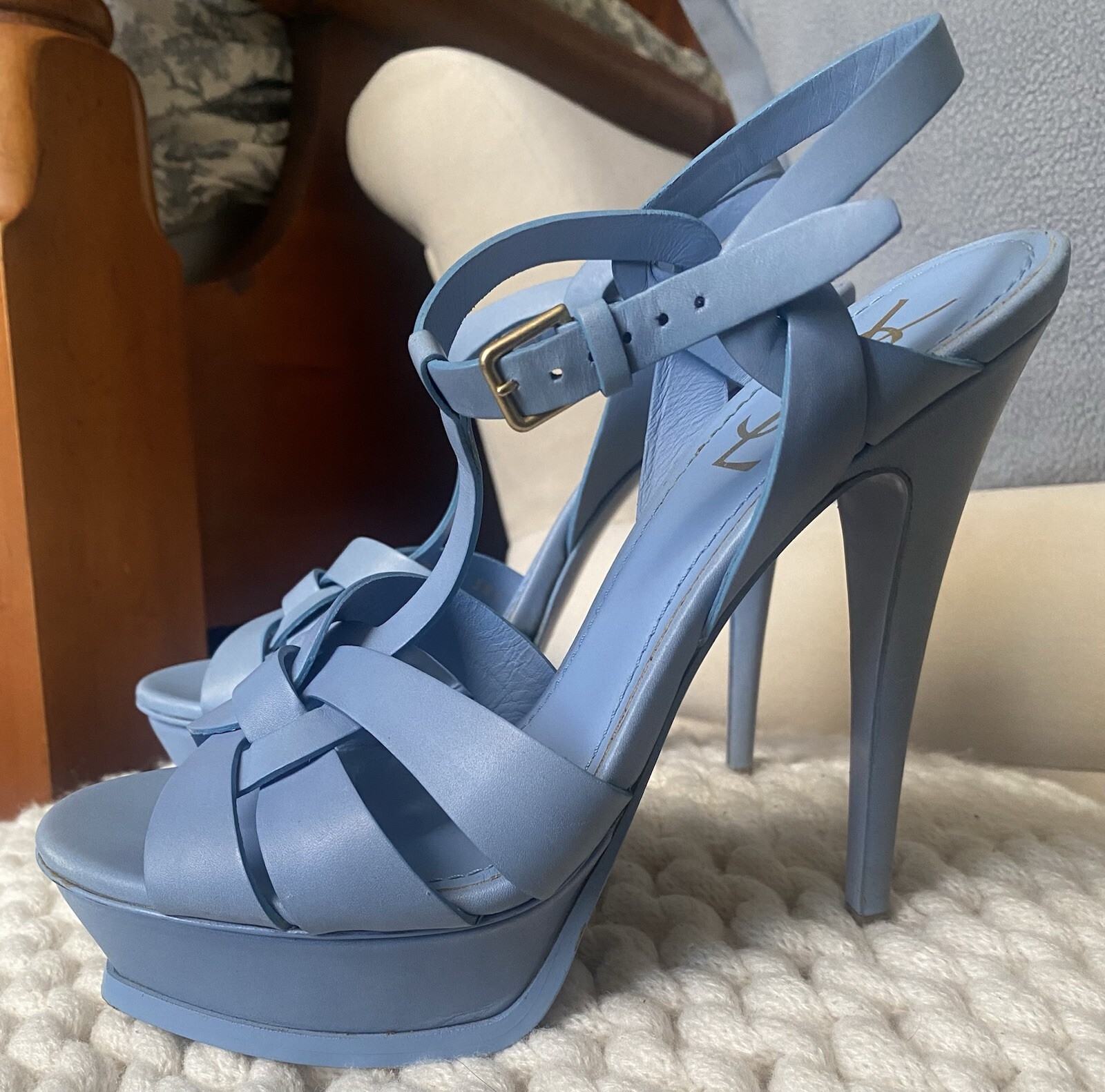 Tacchi YSL Yves Saint Laurent tributo platform lilla viola lavanda RARO 38 5