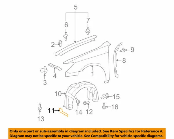 53852-33030 Toyota Pad, front wheel opening extension, lh 