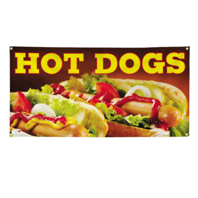 Vinyl Banner Multiple Sizes Hot Dogs Restaurant Cafe Bar I Restaurant & Food