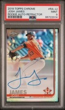 PSA 9 mint 2019 TOPPS CHROME ROOKIE AUTO JOSH JAMES REFRACTOR 121/499 made RC