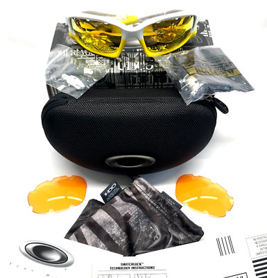 OAKLEY SPLIT JACKET SUNGLASSES White Frames Yellow Icons Fire