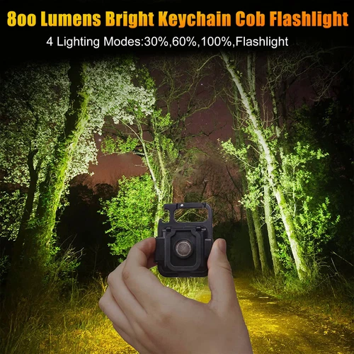 2x 800LM Mini COB Linterna LED Luz de Trabajo USB Recargable Antorcha Llavero Lámpara - Imagen 10 de 11
