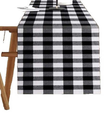 DII Farmhouse Gingham Tischdecke Kariert Schwarz – 100% Baumwolle, Waschbar & Vielseitig