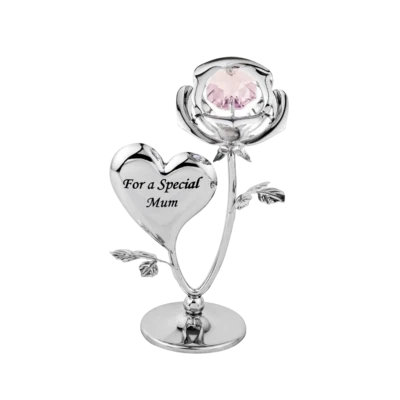 Crystocraft Special Mum Rose Crystal Ornament With Swarovski Elements Gift Boxed