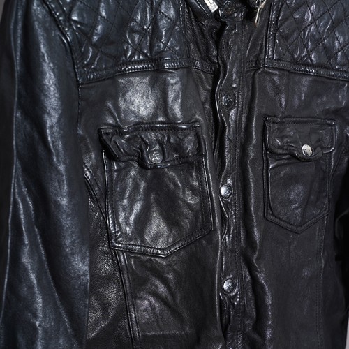 ALL SAINTS Leather Shirt Jacket LARGE Mens Black PHANTON Celebrity GRAIL L - Picture 13 of 21
