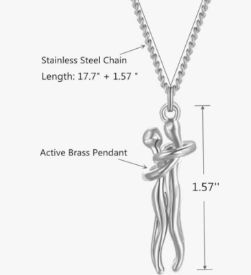Hug Necklace for couples, Unity Necklaces for him and her collar de abrazo Pack1