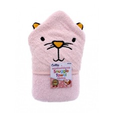 COTTON SNUGGLE BABY TOWEL WITH HOOD PINK BATH BATHING WRAP WARM