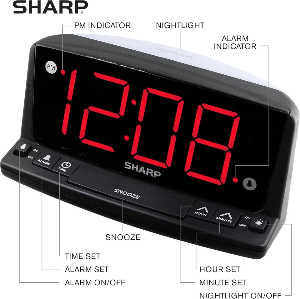 LED Digital Alarm Clock – Simple Operation - Easy to See Large Numbers, Built in - Image 4 of 4