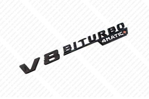 2X Gloss Black Fender Emblem Badge Logo for Mercedes-Benz V8 Biturbo 4Matic AMG - Foto 3 di 5