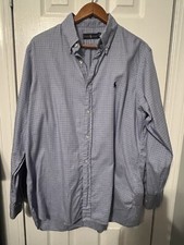 Ralph Lauren Shirt Mens 16 1/2 34/35 Blue Plaid Button Down Classic