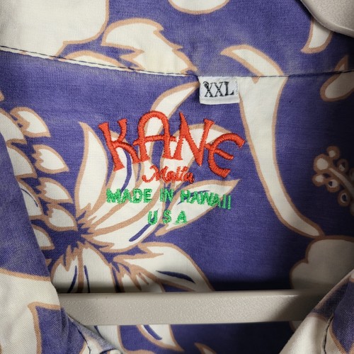 Vtg Kane Malia Hawaiian Camp Shirt Mens 2XL Blue Floral Hibiscus - Picture 3 of 5