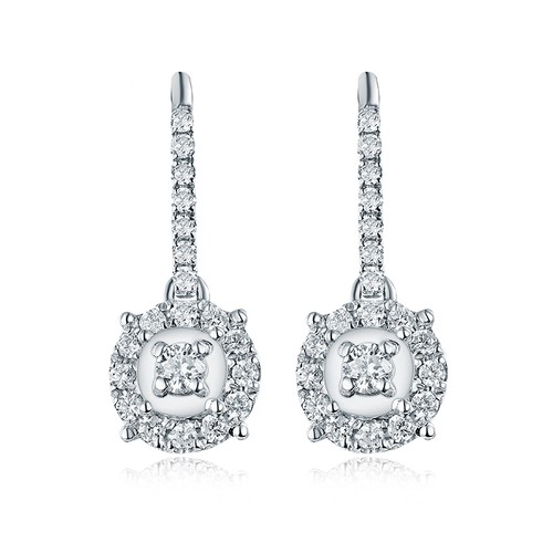 14K White Gold Engagement Wedding Natural South Africa Diamond Drop Earrings