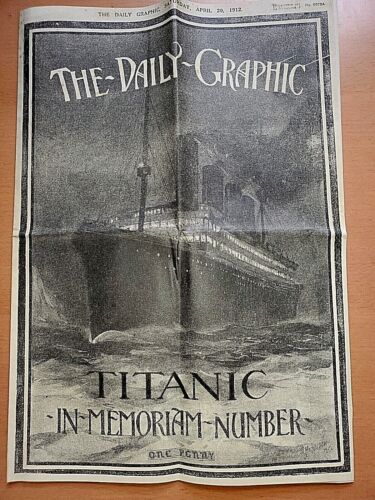 1912 TITANIC Newspaper Daily Graphic Vintage Retro Disaster Antique Old Ship USA - Afbeelding 1 van 11