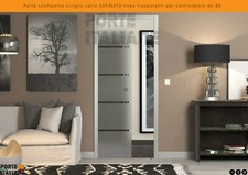 Porta scomparsa scrigno vetro SATINATO linee trasparenti per controtelai 60x210