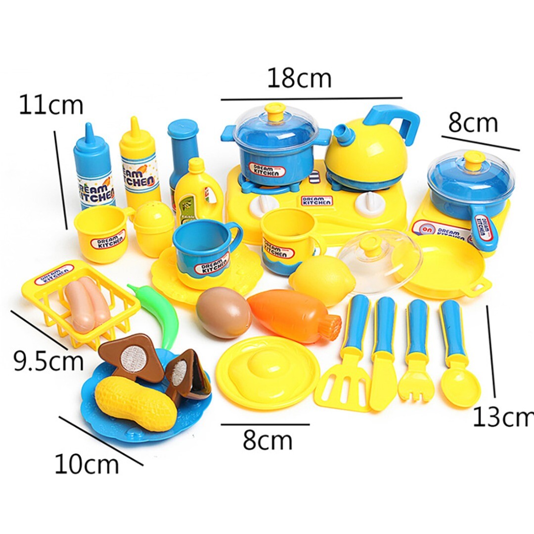 24 Pcs Kids Kitchen Toy Set Pretend Play Cooking Accessories Playset