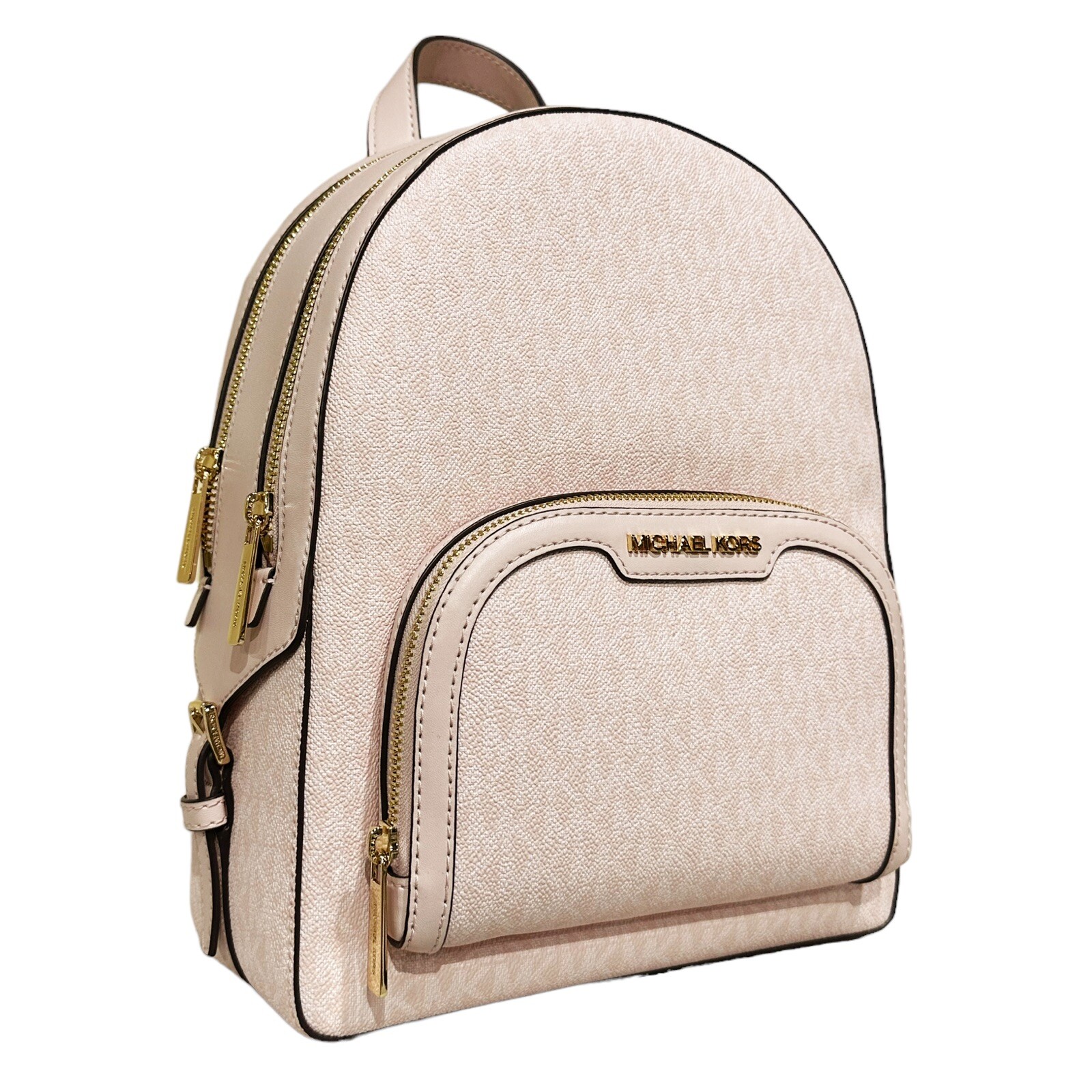 Michael Kors Abbey Jaycee Medium Backpack Light Powder Blush Pink MK Signature - Picture 2 of 5