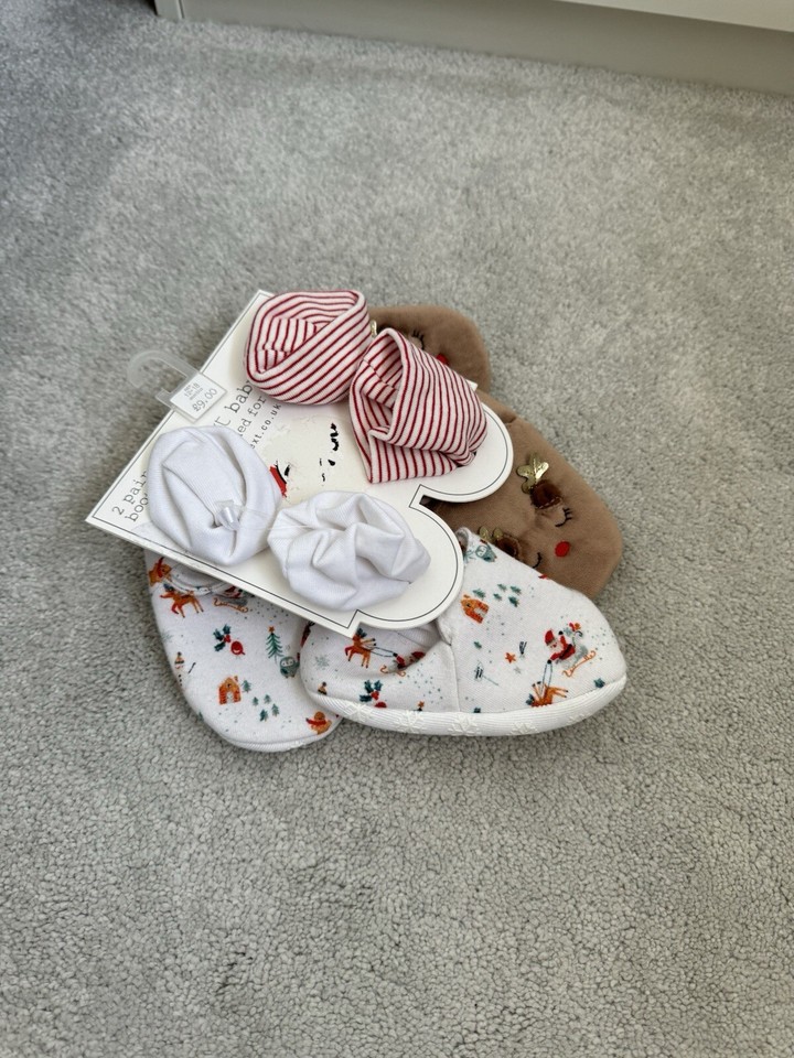 Next Baby Xmas / Elf Booties Bundle Age 12 18 Months Unisex New