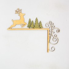 Christmas Door Corner Decoration - Laser cut and stained wood - 11"X9"