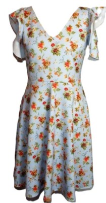NEU QED LONDON  BLAU & ROSA STRETCH COLD SHOULDER KLEID   GRÖSSE 12 # 932*