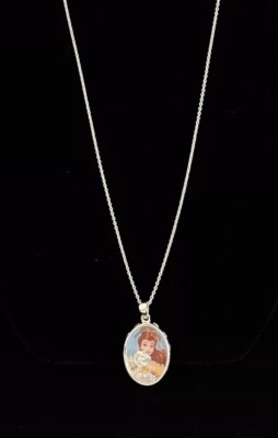 Disney's Belle Enchanted Rose Crystal Accent JACMEL Pendant/Necklace 18''