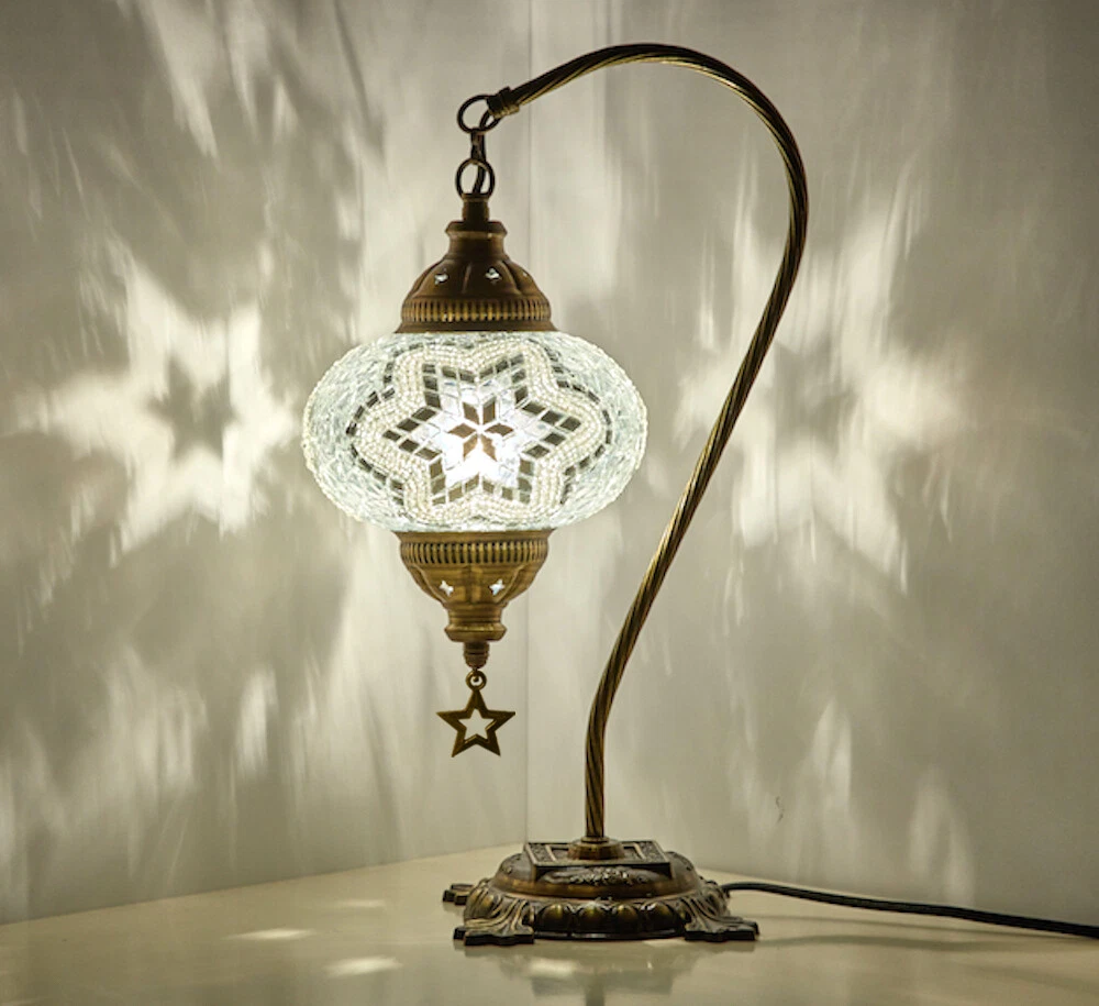 Turkish Moroccan Mosaic Colorful Swan Table Bedside Desk Lamp Lampshade WHITE