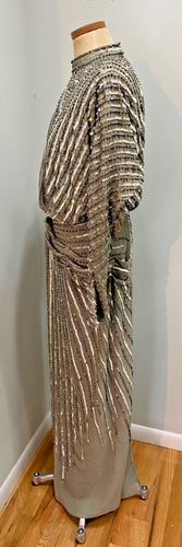Asos Sequin Maxi Party Dress Gold Silver Formal Gown - Sz 6 - NEW WITH TAGS - Picture 6 of 6