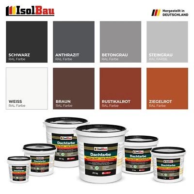 ISOLBAU Dachfarbe 1,5kg - 25kg Sockelfarbe Dachlack Ziegelrot Anthrazit Steingrau Braun