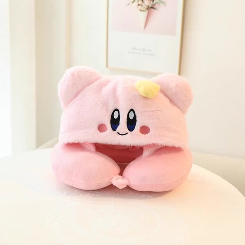 2pcs Cute Kirbuy U-Shaped Soft Hooded Daily Travel Neck Pillow Soft Plush Pillow - Picture 5 of 12