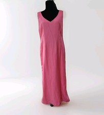 Vtg Positive Attitude Hot Pink Linen Maxi Dress Sleeveless Sz 14 Wedding Guest