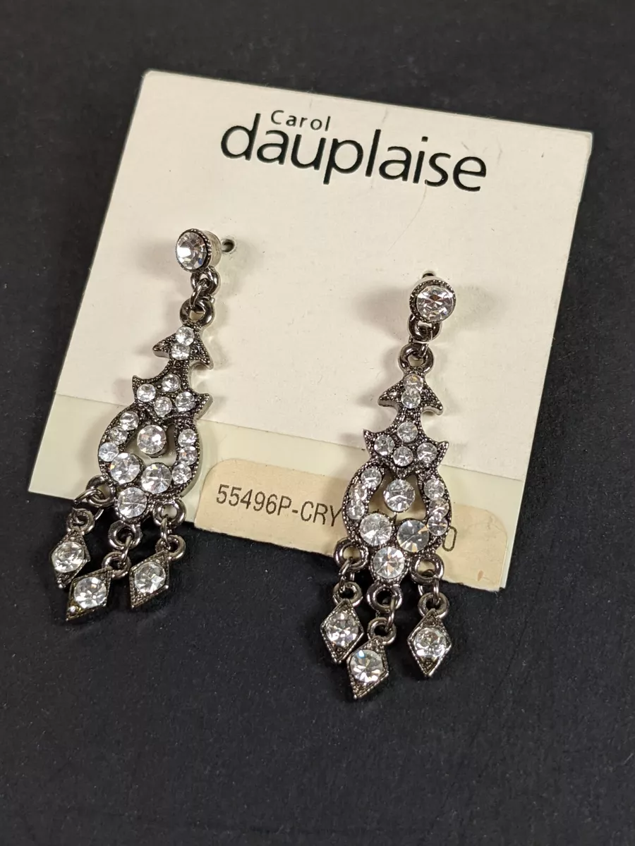 Rhinestone Dangle Pierced Earrings (Authentic Pre-Owned)